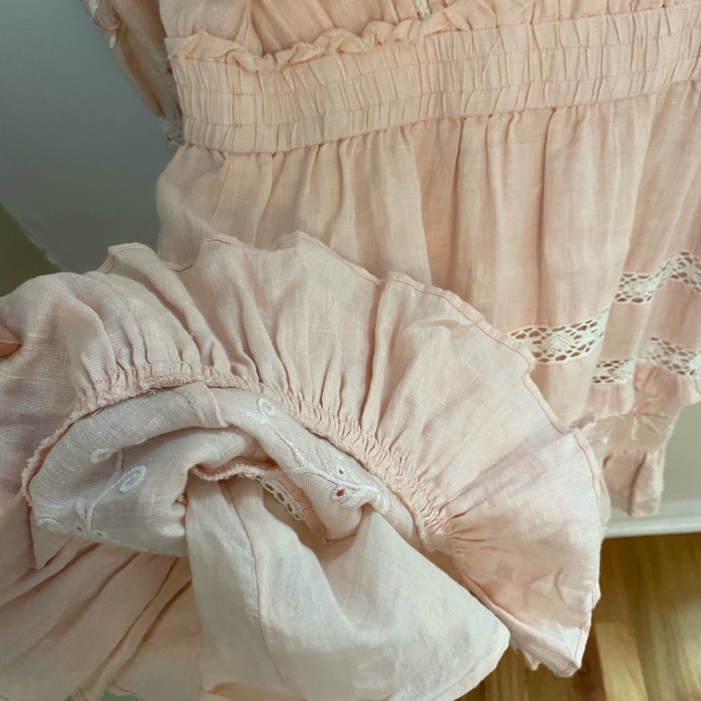 LoveShackFancy Deacon Dress, Pure Linen, Size Small - Picture 9 of 9